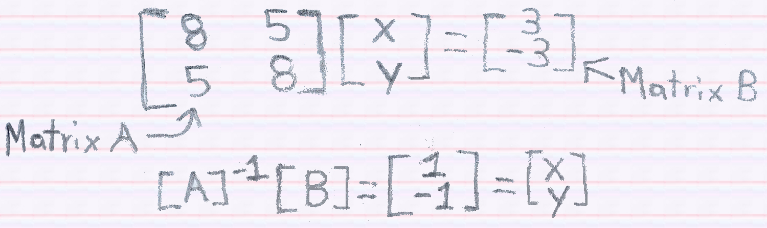 Matrices with numbers 8, 5, & -3